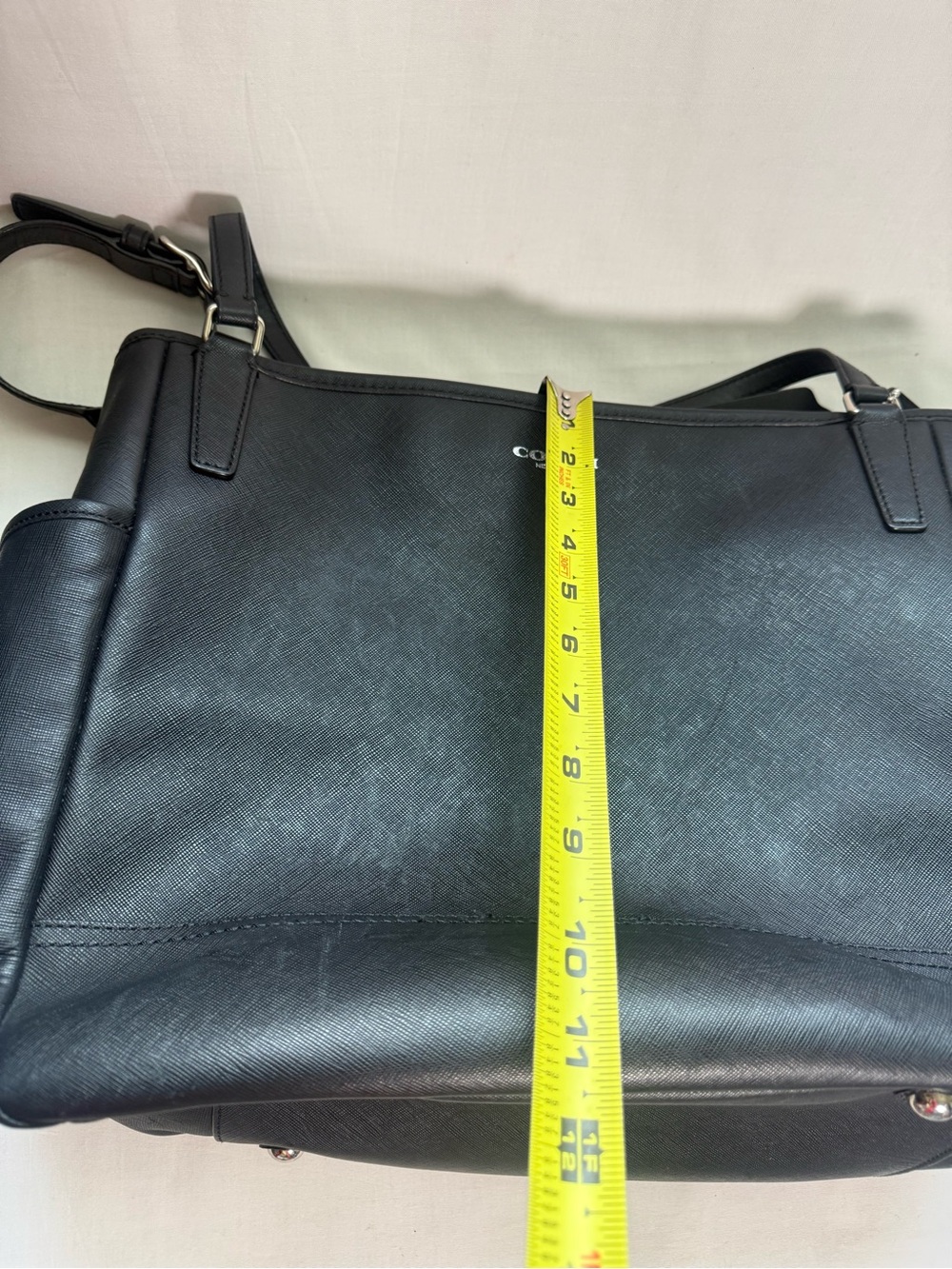 Coach Black Saffiano Leather Diaper Tote Crossbody Baby Bag Laptop Travel Purse - Picture 15 of 16